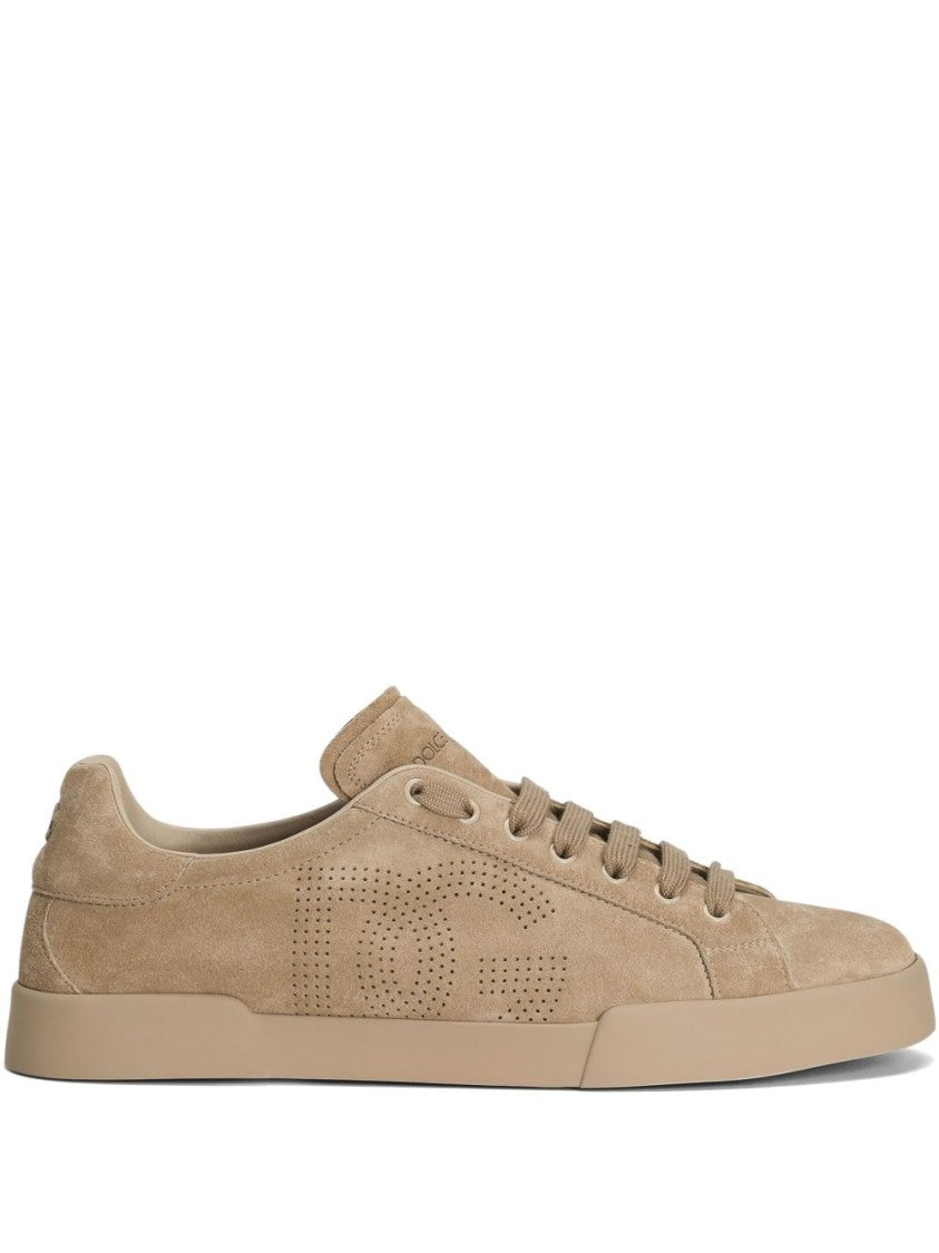 Dolce & Gabbana Suede Finish Low-Top Sneakers With Perforated Detailing