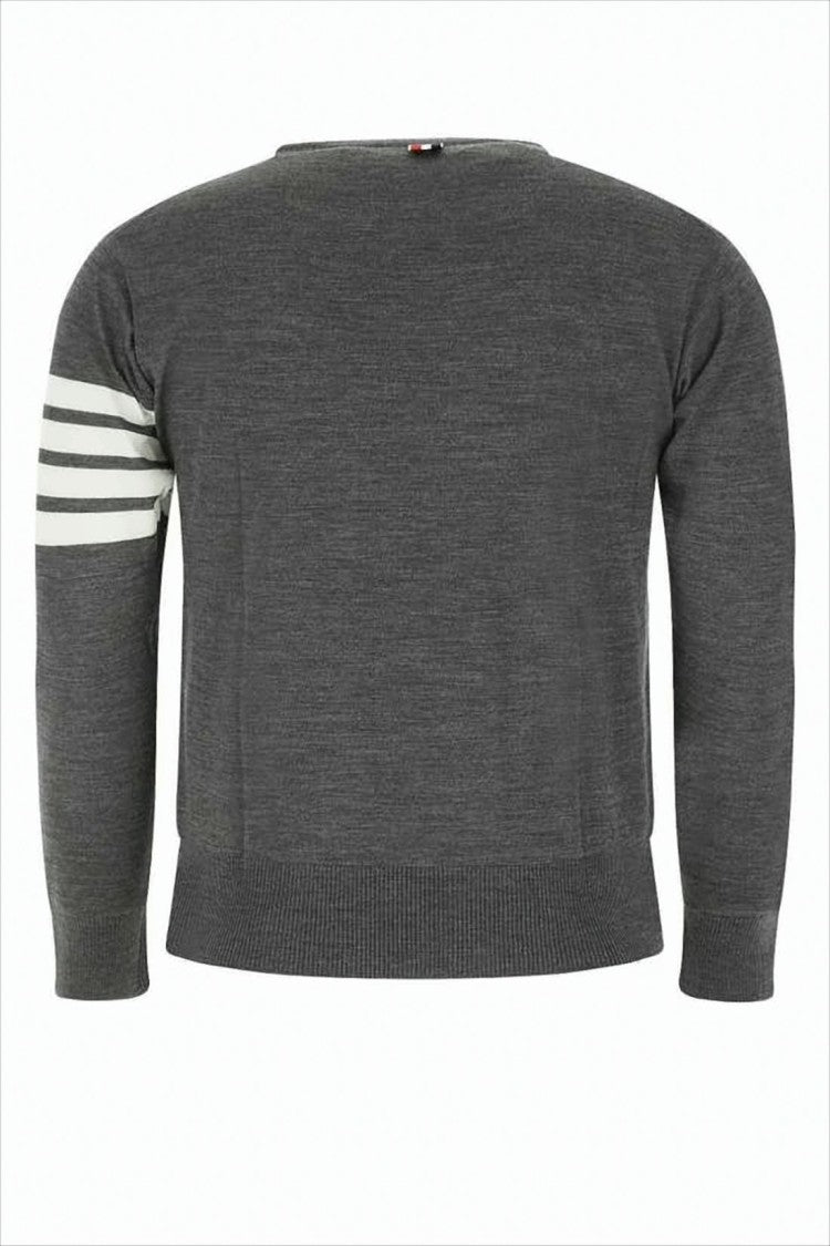 Thom Browne Merino Wool Knit Sweater With Signature Stripe Detail
