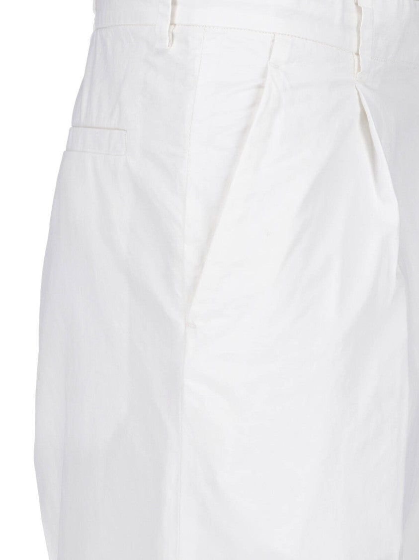 Auralee White Straight Leg Cotton Trousers