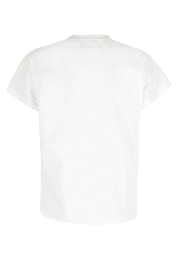 La Piscine White Knot Side-Slit Crewneck Polyester-Blend T-Shirt
