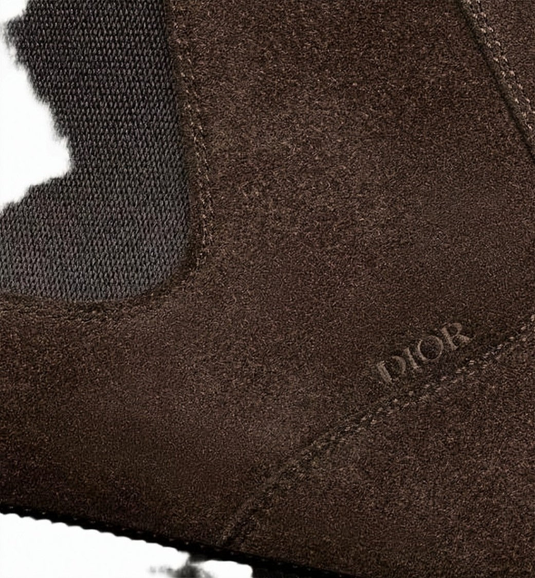Dior Brown Suede Ankle Boots With Elastic Side Panels