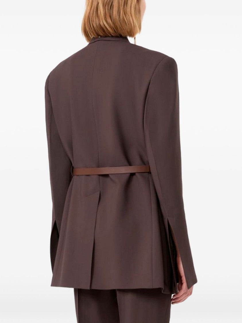 Sportmax Tailored Jacket With Asymmetrical Closure And Belted Detail
