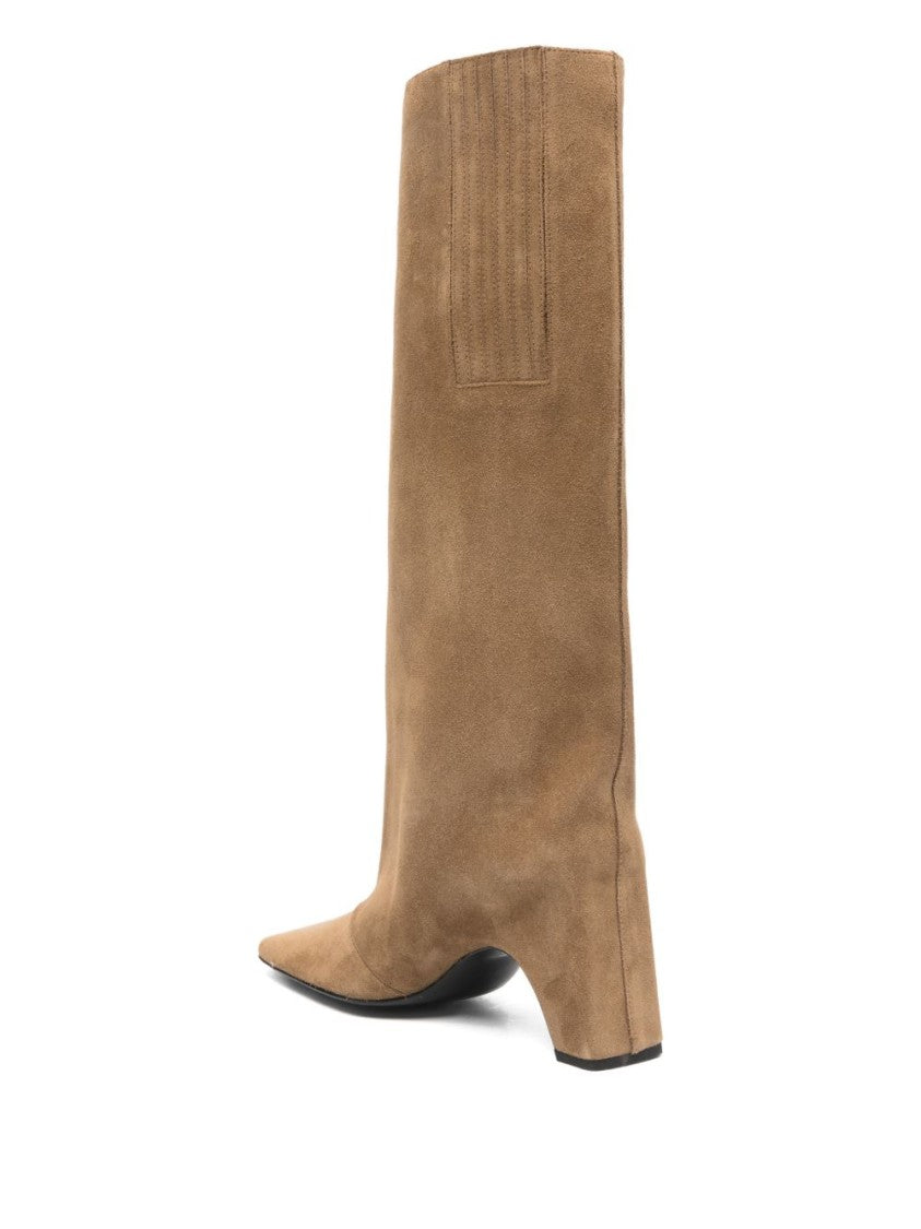 Coperni Brown Square Toe Block Heel Boots