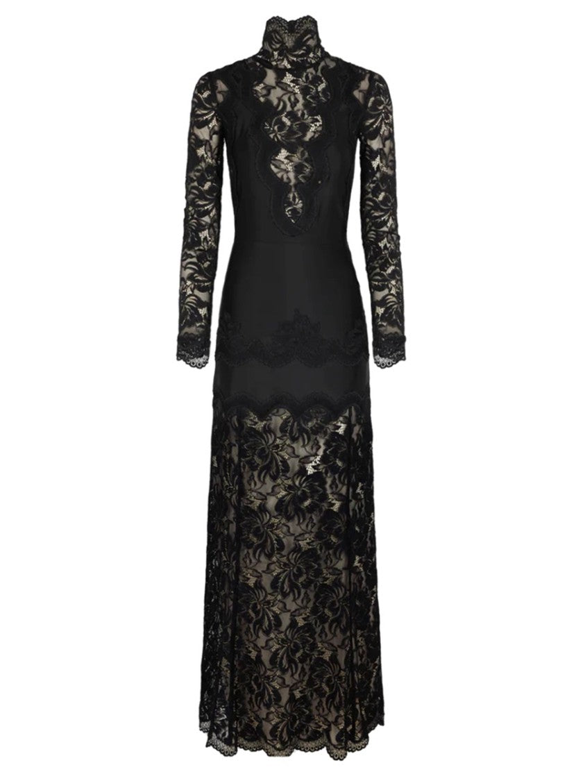 Rabanne Lace Polyamide Sheer Sleeve Maxi Dress