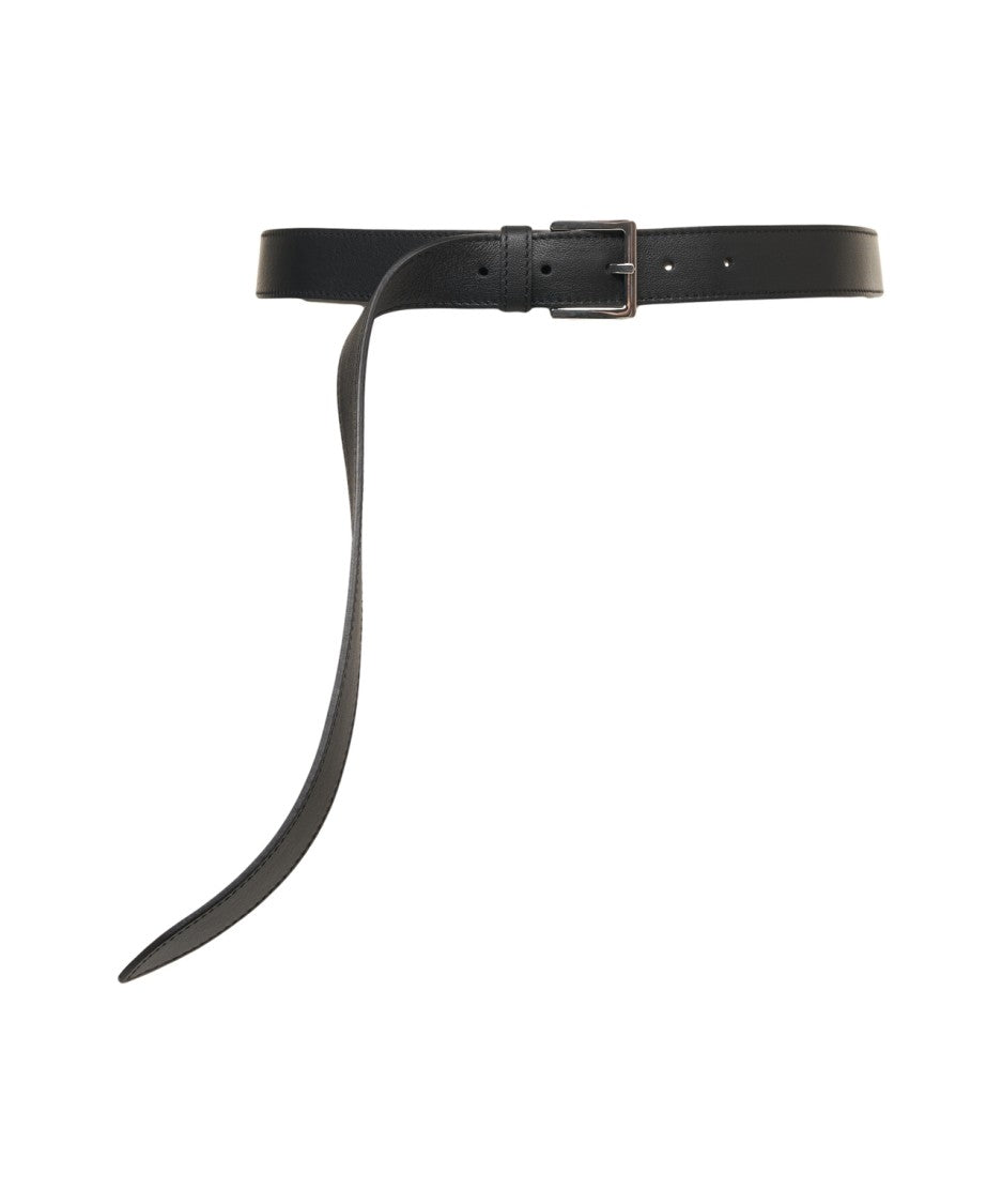 Orciani Elegant Black Leather Belt With Classic Rectangular Buckle
