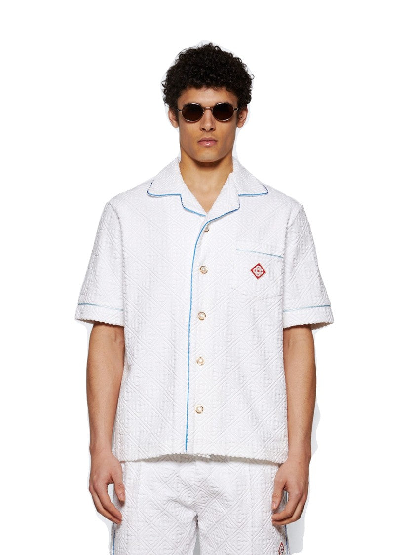 Casablanca Tennis Stripe Towelling Shirt White
