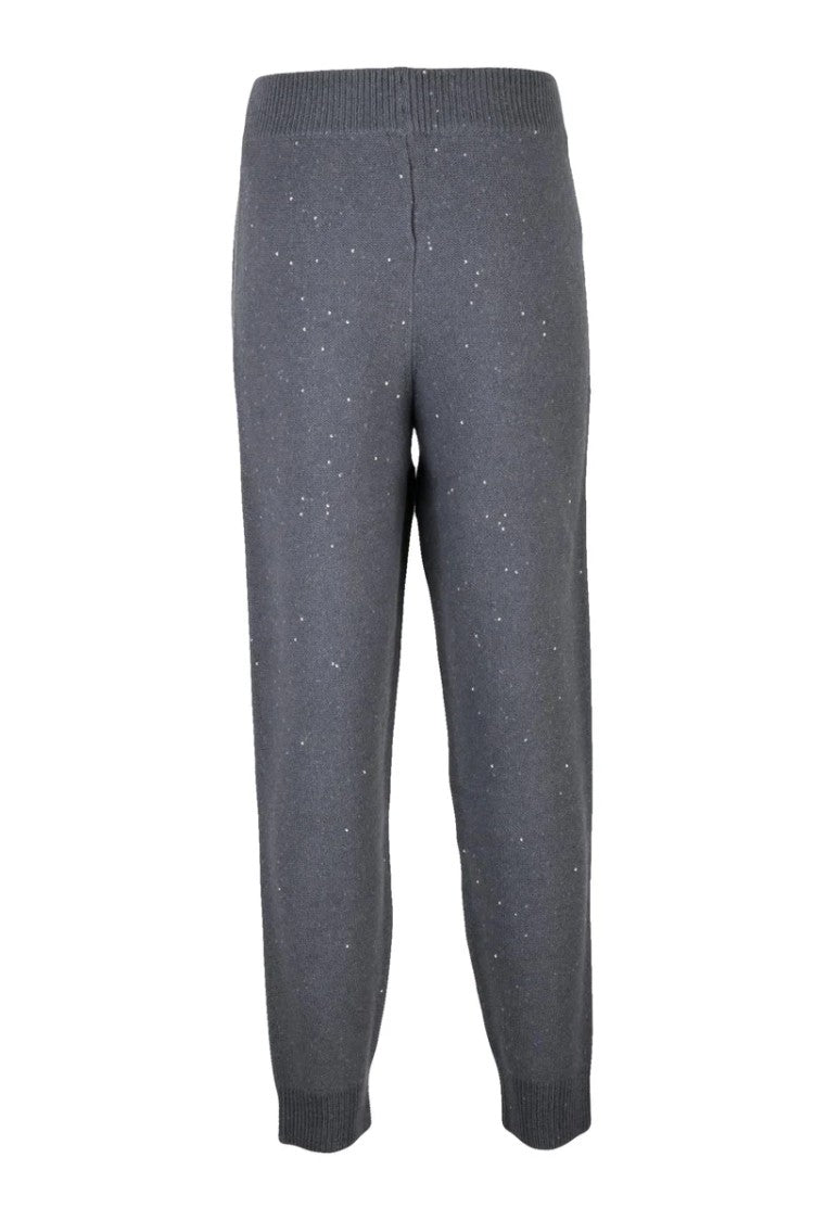 Panicale Knitted Grey Trousers With Sequined Detailing