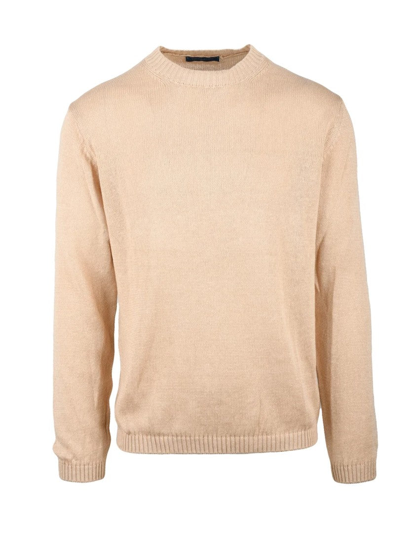 Daniele Fiesoli Beige Crewneck Linen-Blend Sweater