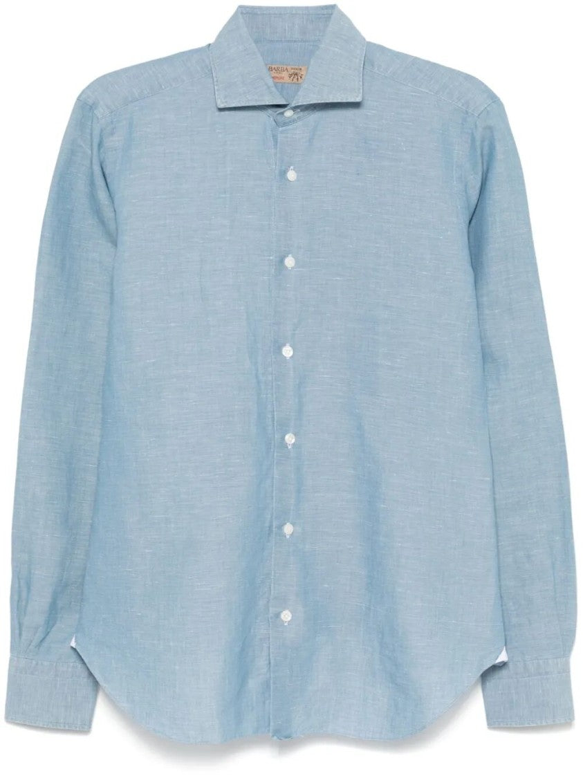 Barba Napoli Textured Cotton Shirt With Button-Down Front