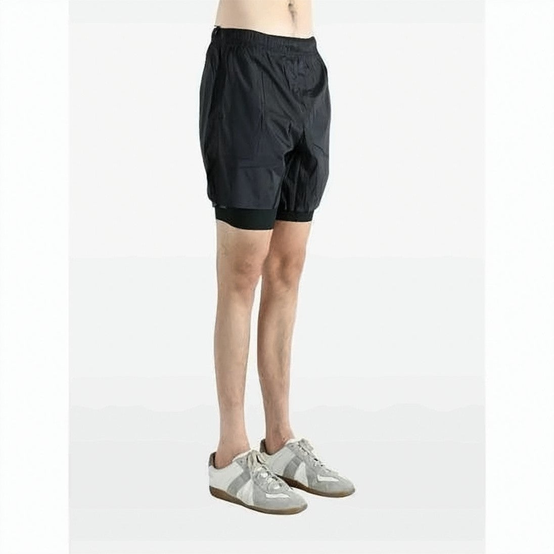 Satisfy Layered Black Shorts With Elastic Waistband