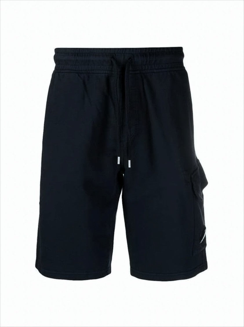 C.P. Company Relaxed-Fit Black Shorts With Elastic Waistband And Functional Pocket