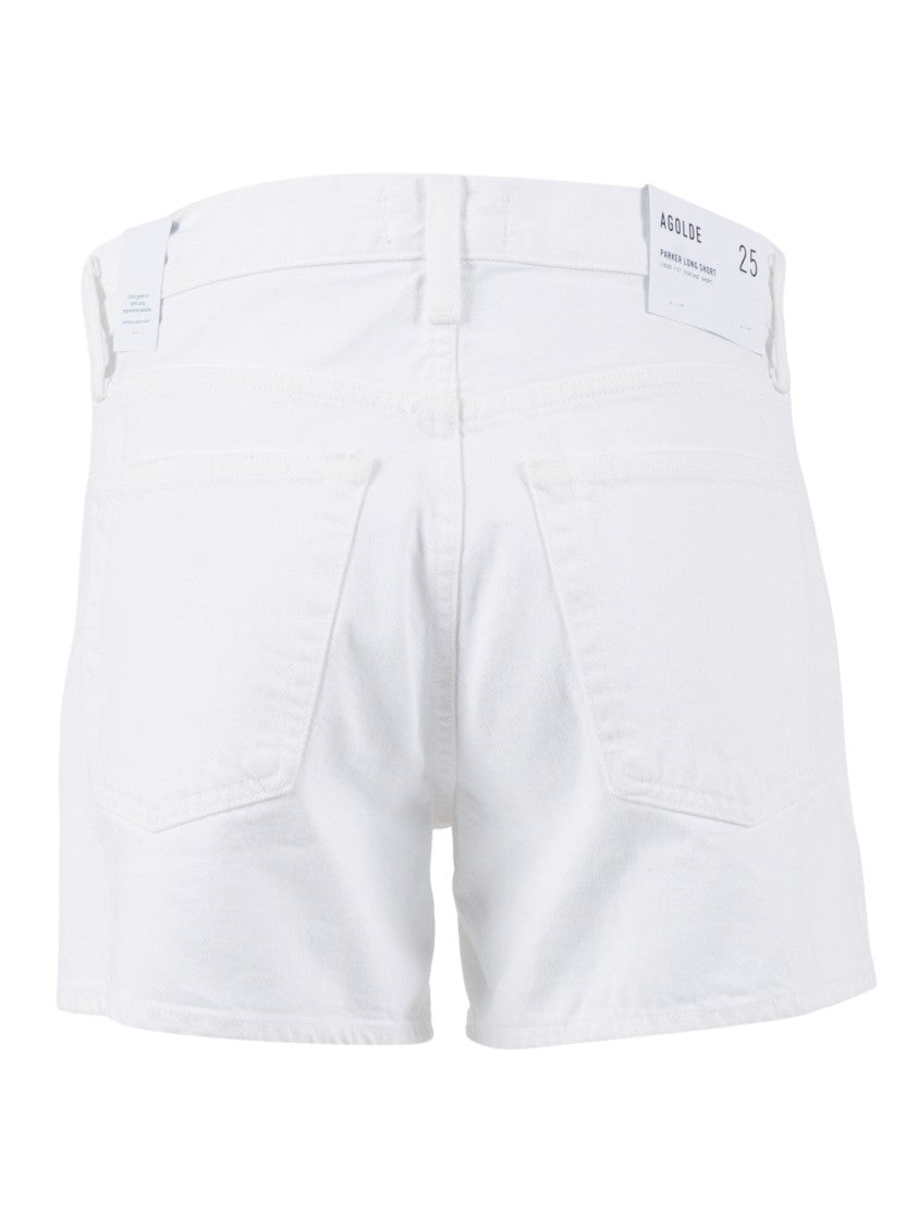 Agolde White Parker Five Pocket Denim Shorts