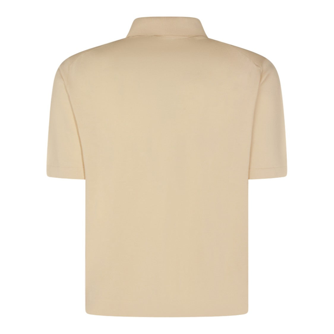 Piacenza Cashmere Cream Polo Shirt With Button Placket And Ribbed Detailing