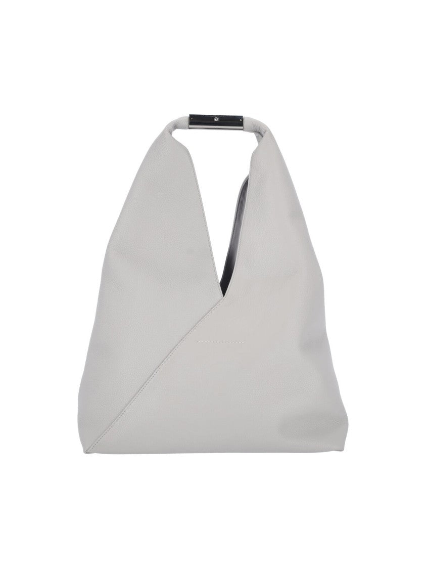 Mm6 By Maison Margiela Grey Hammered Leather “Japanese” Shoulder Bag