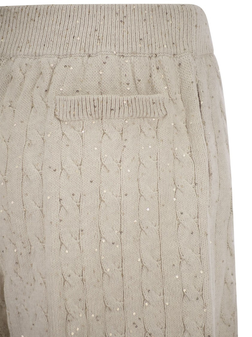 Brunello Cucinelli Cotton Knit Shorts With Sequins