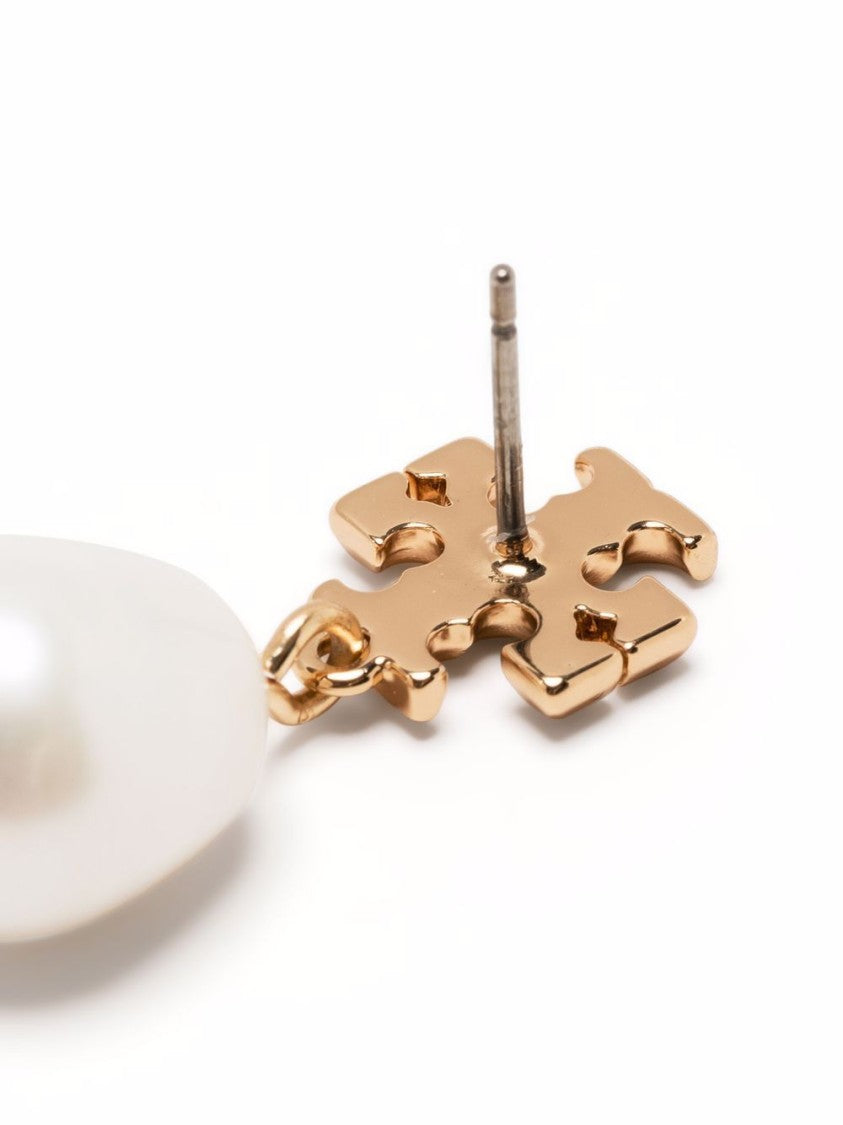 Tory Burch Drop Earrings With Gold-Tone Logo And Lustrous Pearl