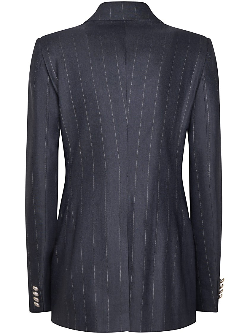 Tagliatore Structured Dark Blazer And Pinstripe Trousers