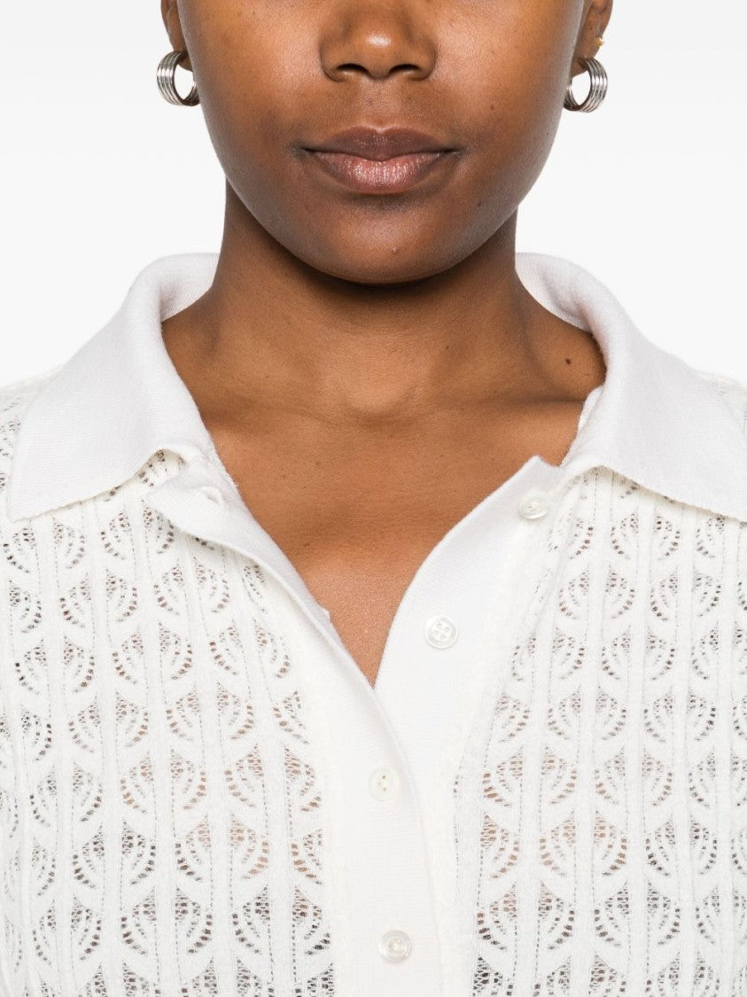 Pinko Intricate Lace Panel Bodysuit With Polo Collar