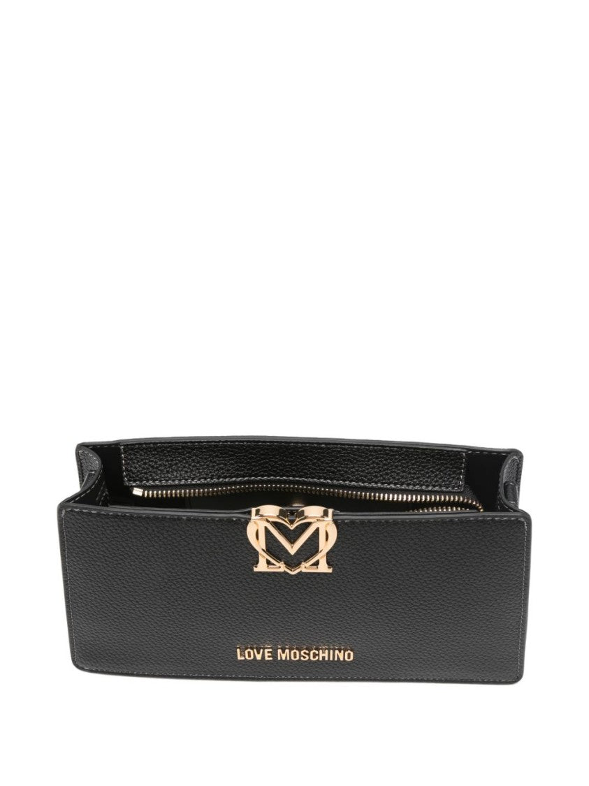 Love Moschino Textured Shoulder Bag With Gold Emblem Detail