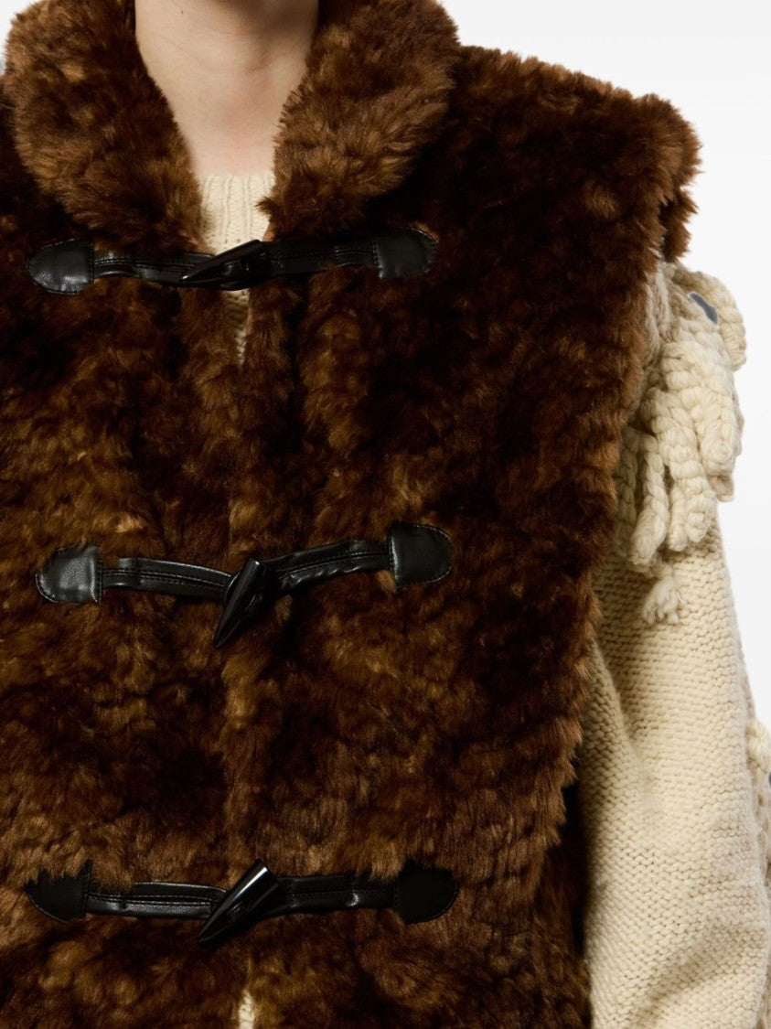 Isabel Marant Étoile Faux Fur High-Collar Toggle Cropped Jacket