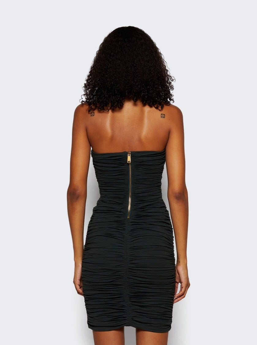 Area Heart Ruched Strapless Mini Dress Green