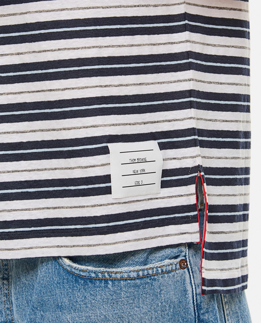 Thom Browne Linen Striped Polo