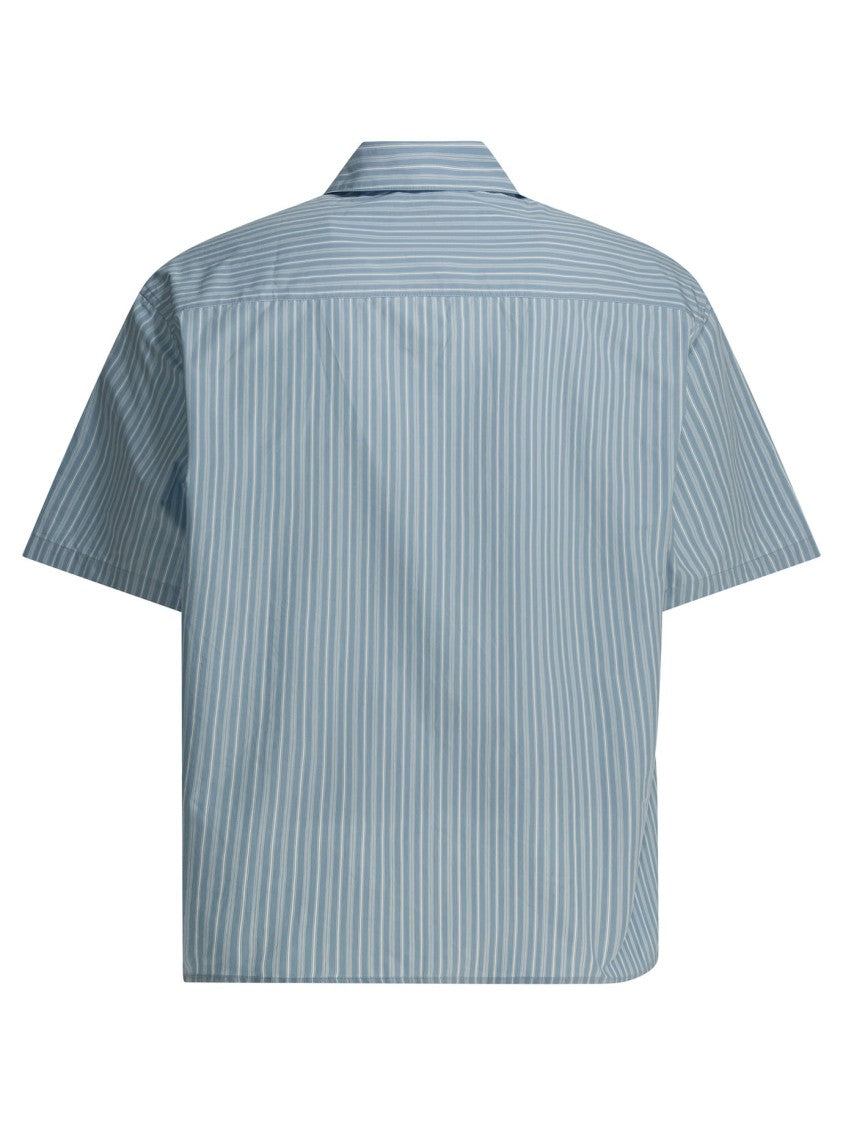 Ami Paris Light Blue Short-Sleeve Shirt With Pearl Accents