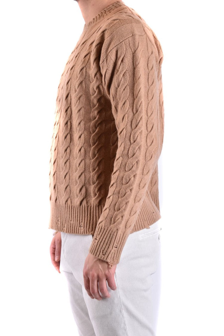 Laneus Cable Knit Sweater In Warm Camel Tone