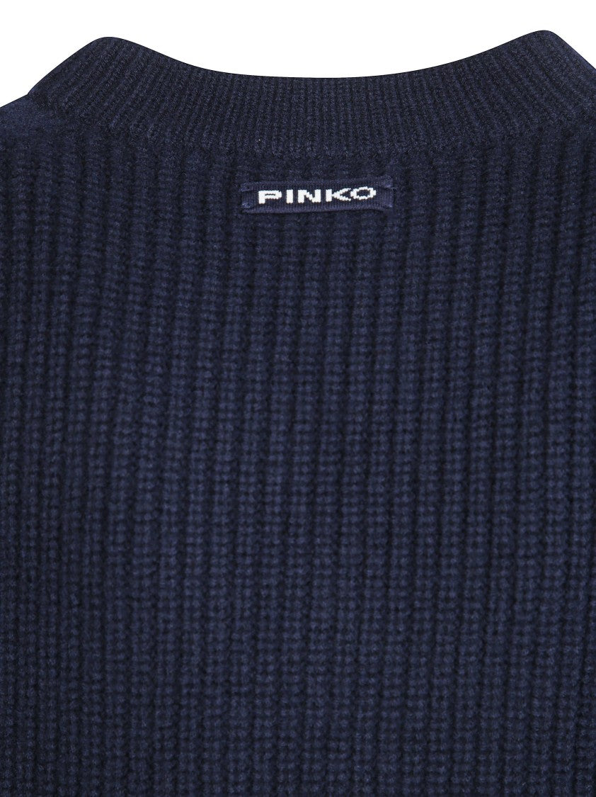 Pinko Gracidio Pure Wool Ribbed Knit Relaxed Sweater