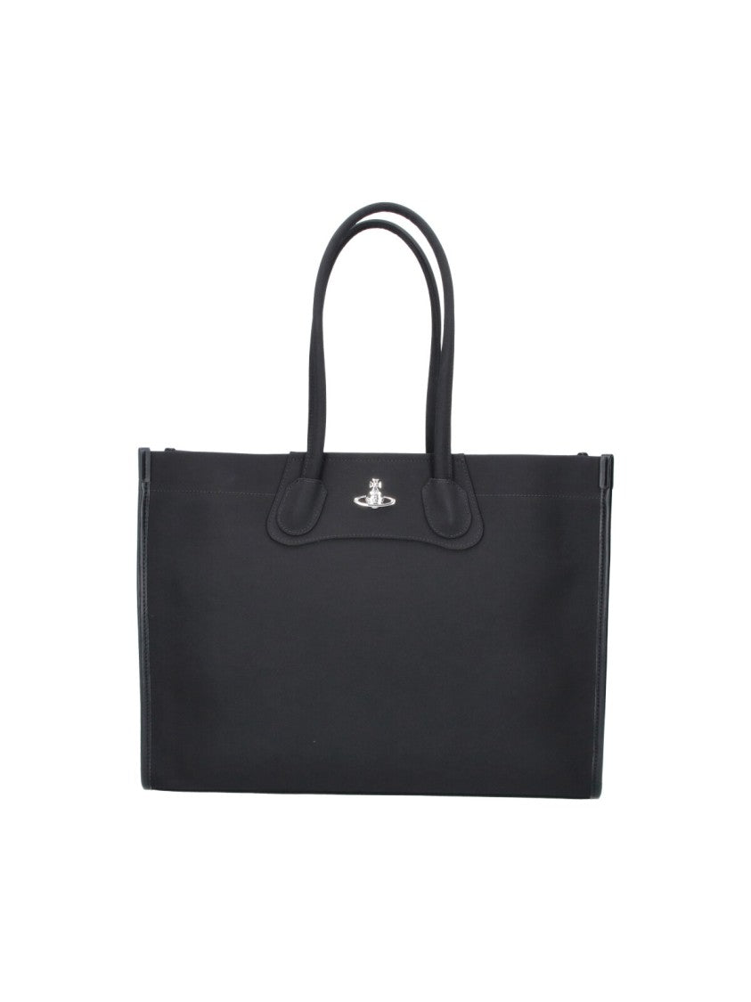 Vivienne Westwood Black Troy Fabric Tote Bag
