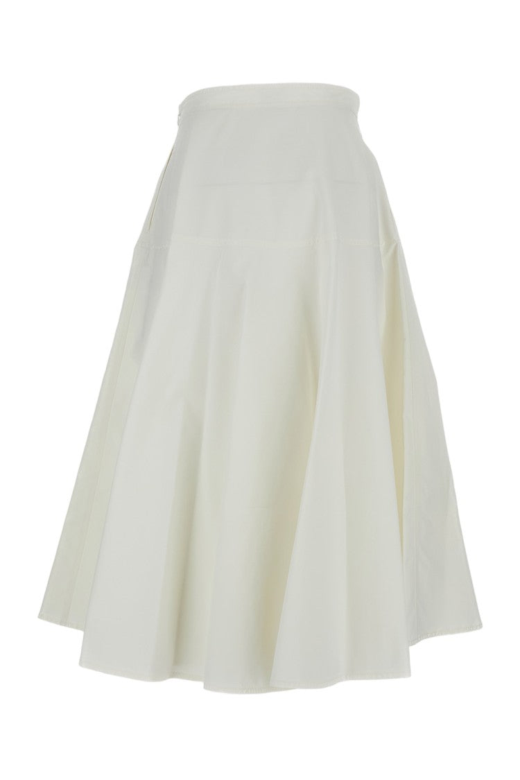 Mantù White Classic Silhouette Skirt With Smooth Texture