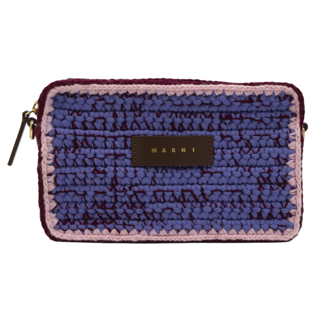 Marni Textured Rectangular Woven Bag With Leather Accents