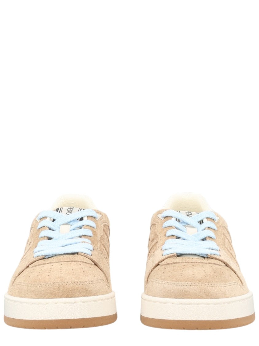 Fendi Beige Low-Top Calfskin Sneakers