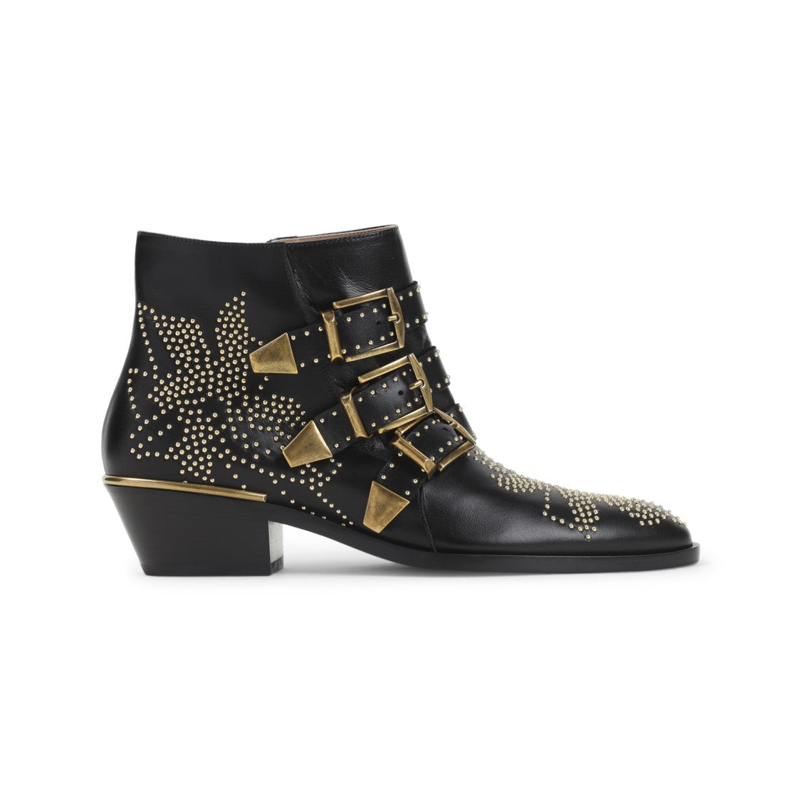 Chloé Studded Black Mutton Leather Ankle Boots