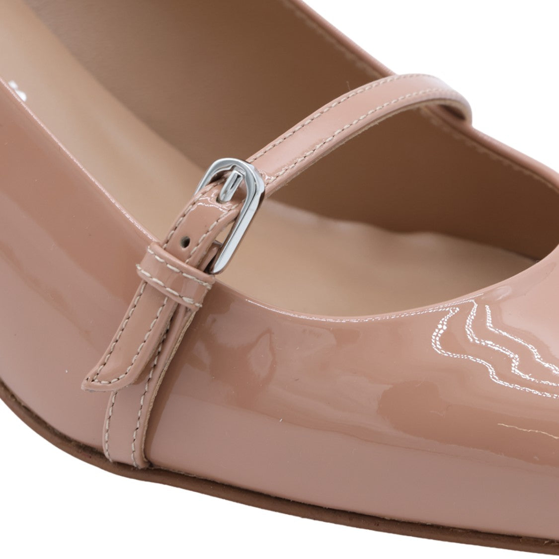 Christian Louboutin Glossy Patent Mid-Height Pumps With Silver Buckle Detail