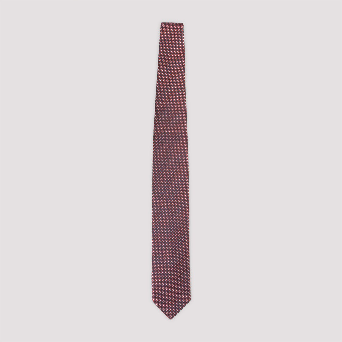 Lanvin Burgundy Geometric Pattern Silk Tie