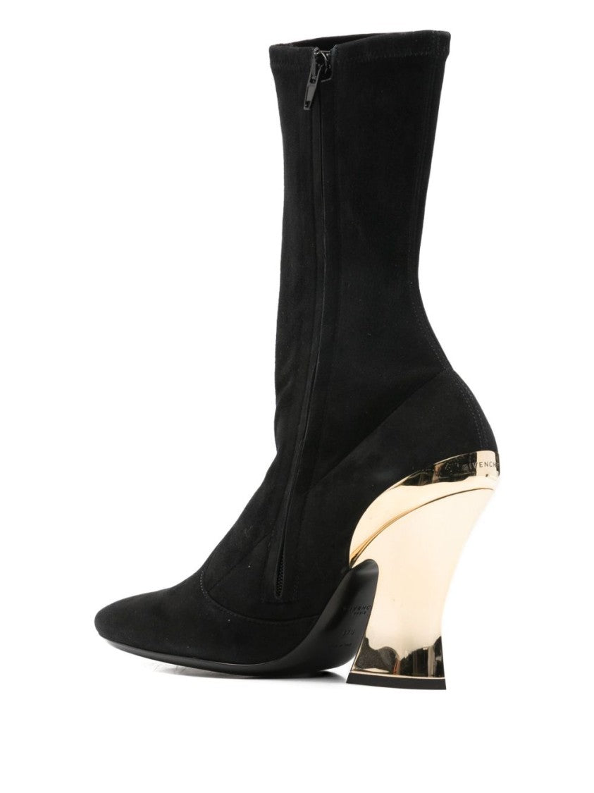 Givenchy Black High Heel Gold Tone Boots