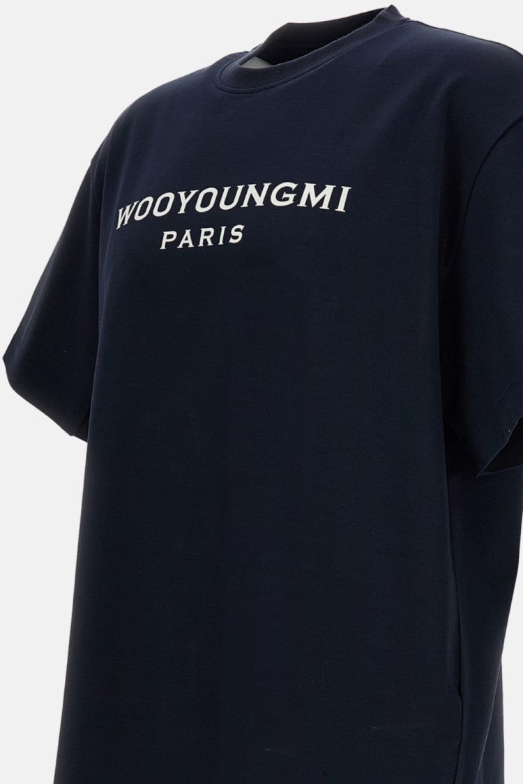 Wooyoungmi Blue Chest Logo Cotton T-Shirt