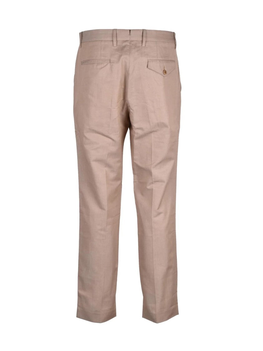 Hindustrie Beige Cotton Linen Trousers