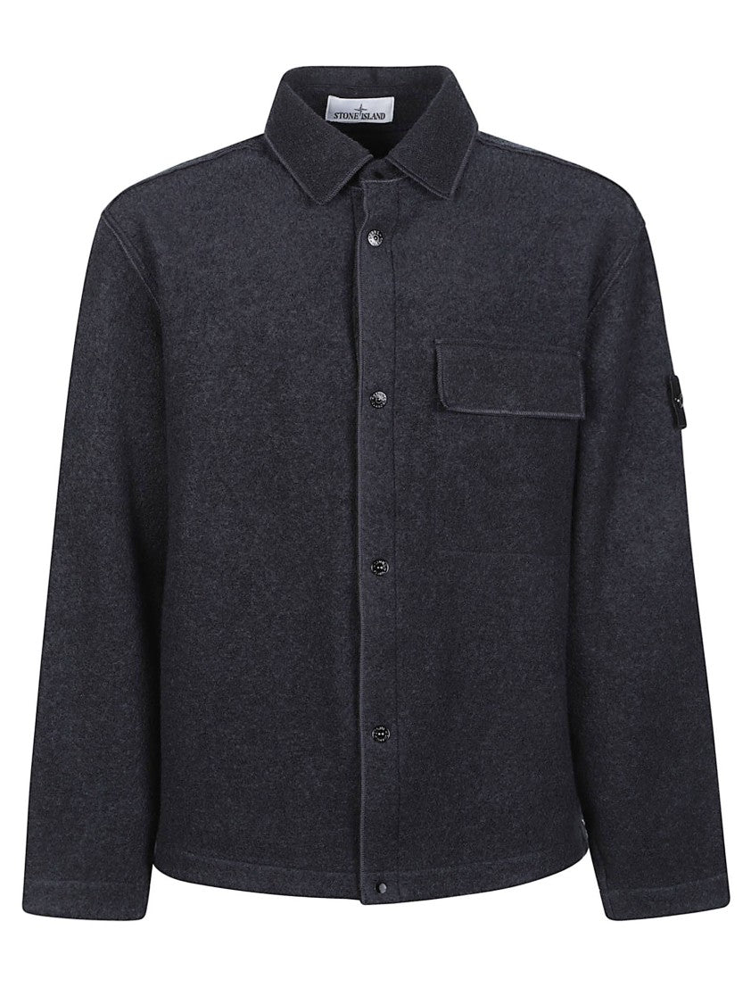 Stone Island Black Boxy Polyamide-Wool Overshirt