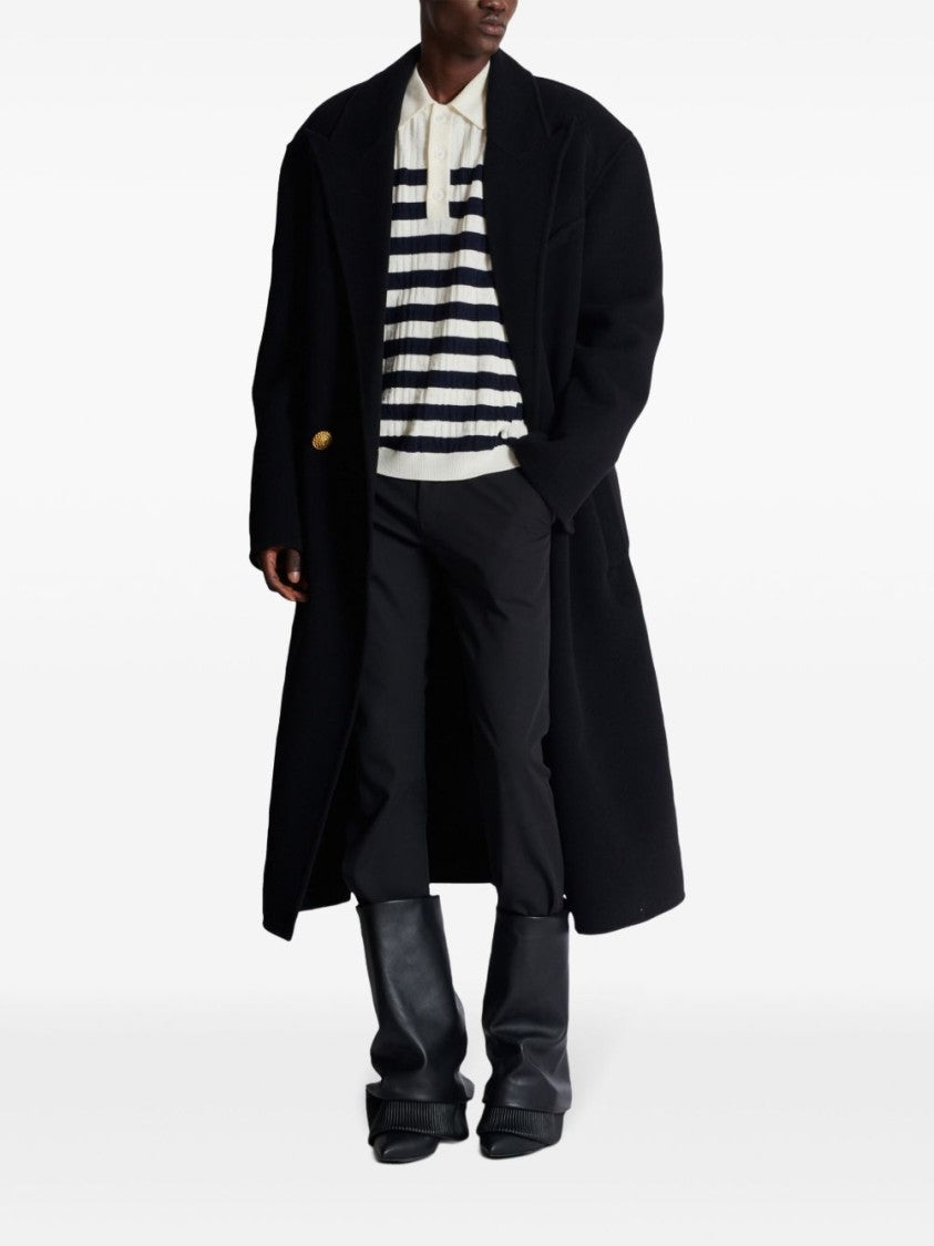 Balmain White Wool Polo Shirt