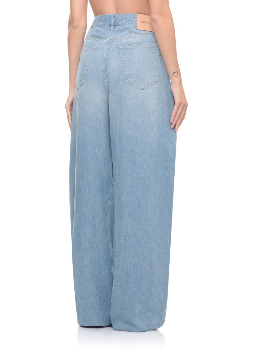 Dondup Blue Alek Monogram Palazzo Jeans