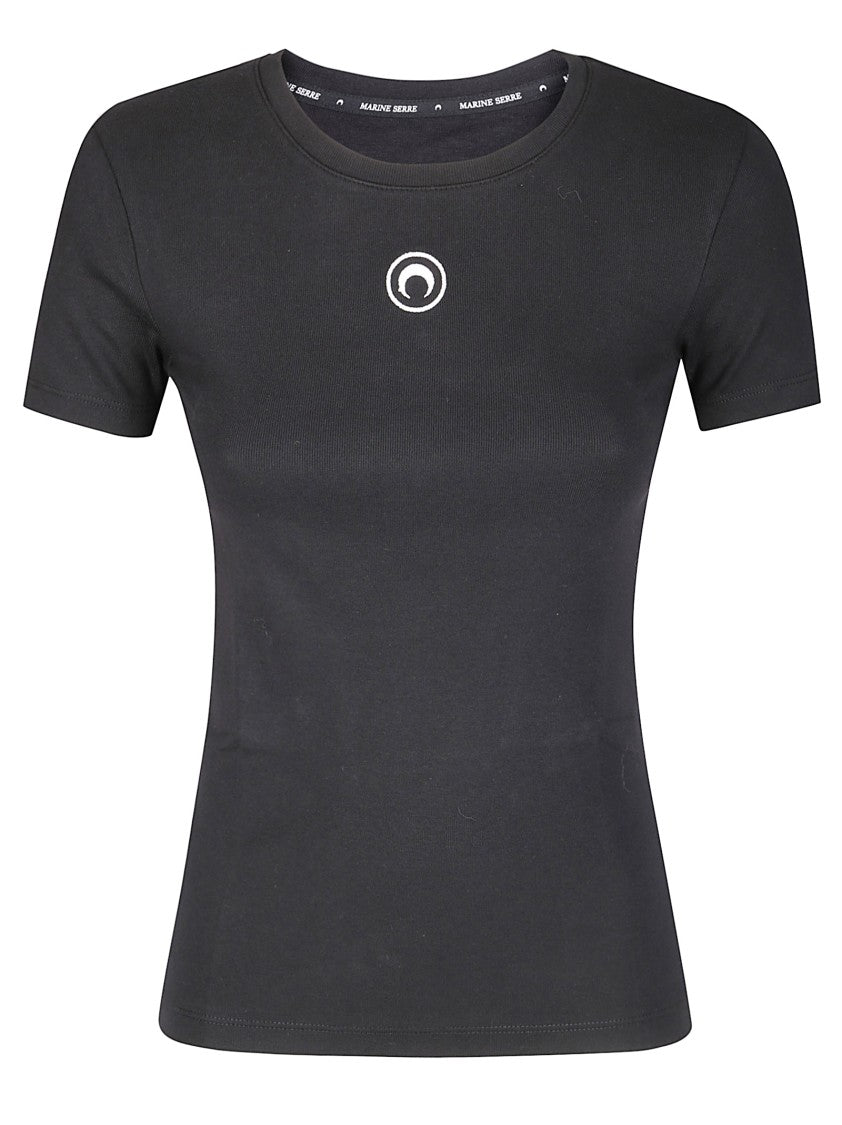 Marine Serre Moon Logo Ribbed Jersey Baby Fit T-Shirt