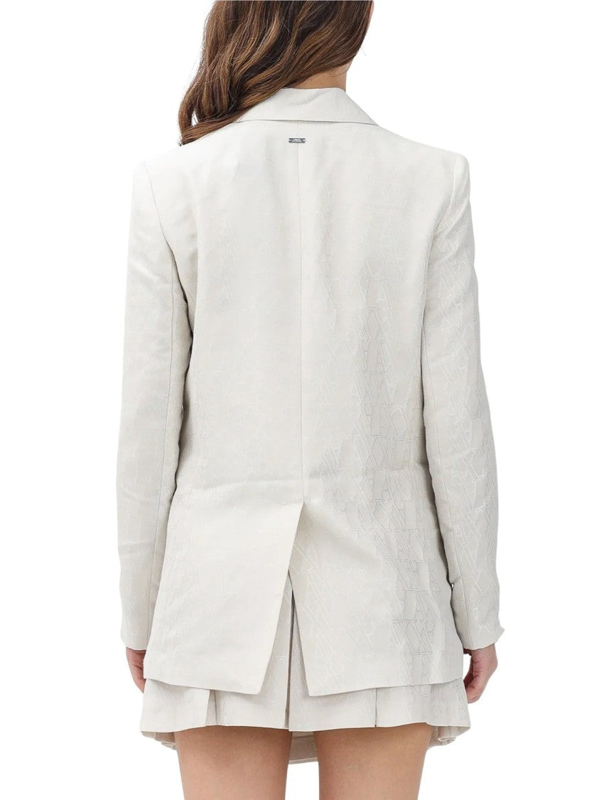 Armani Exchange White Cotton Polyester Double-Breasted Jacket
