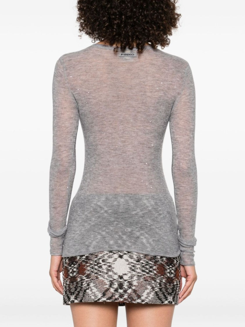 Pinko Lightweight Semi-Sheer Gray Sweater