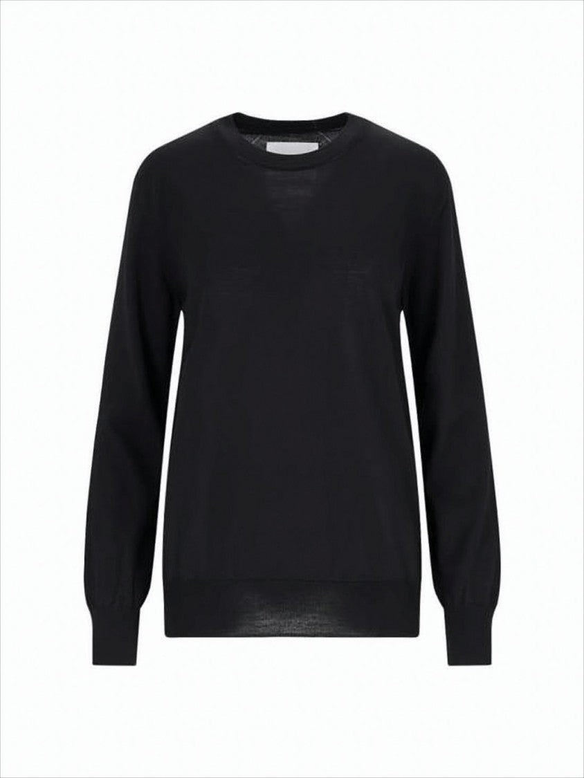 Jil Sander Classic Crew Neck Wool Sweater With Ribbed Cuffs