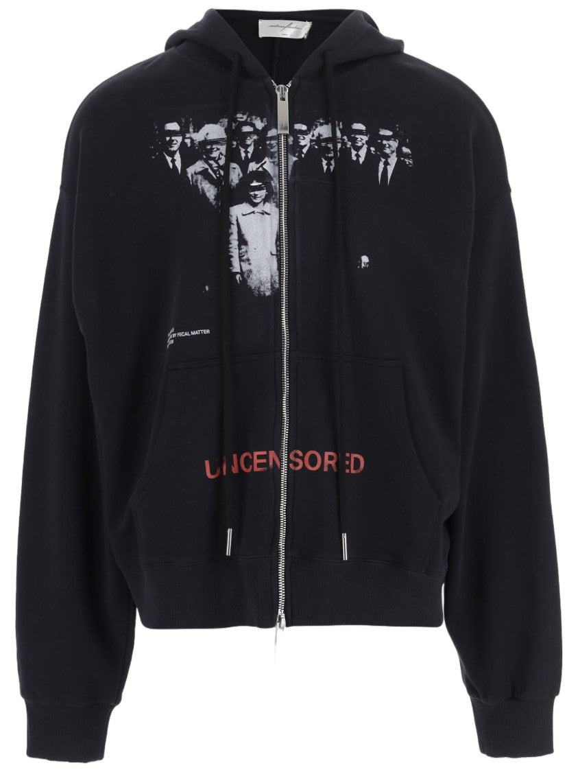 Matieres Fecales Cotton Sweatshirt With Adjustable Hood And Front Zipper