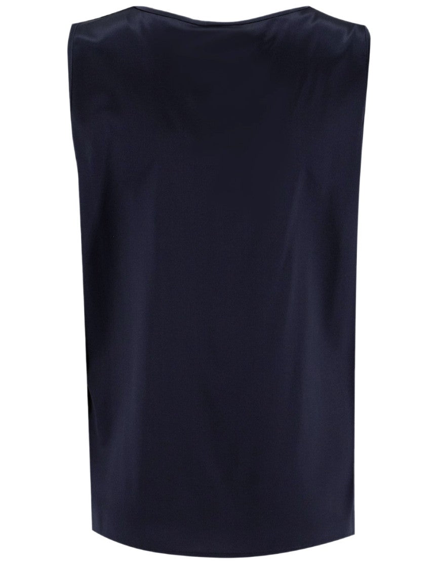 Peserico Silk Top With Jewel-Decorated V-Neckline