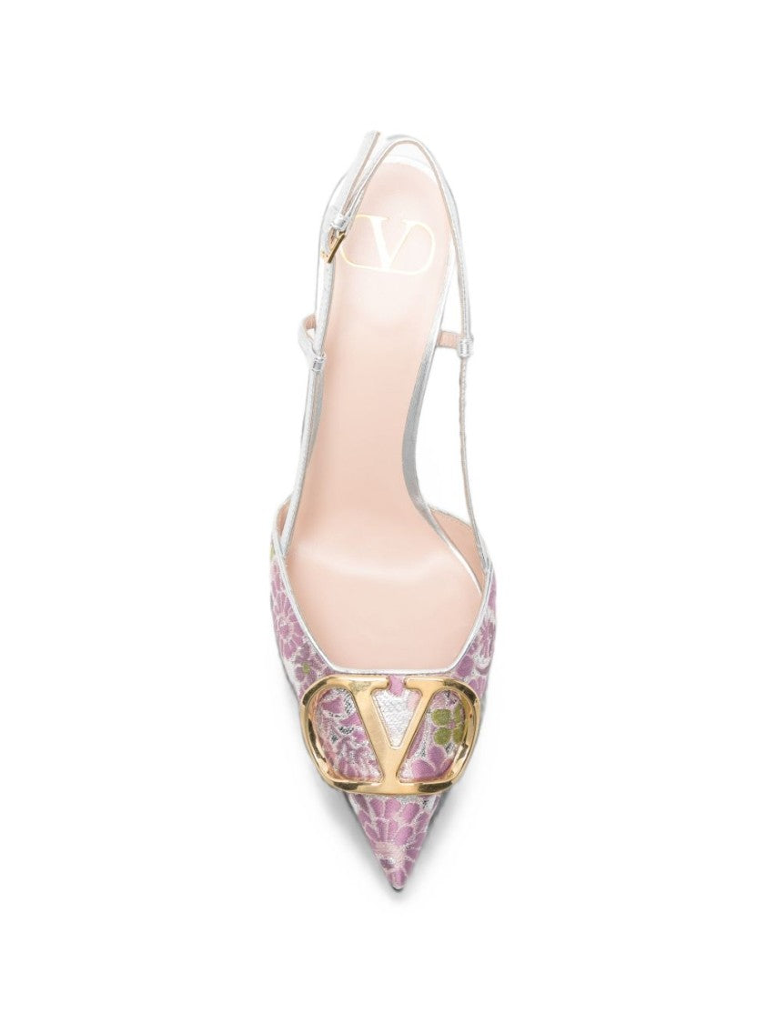 Valentino Garavani Pointed-Toe Floral Jacquard Slingback Pumps