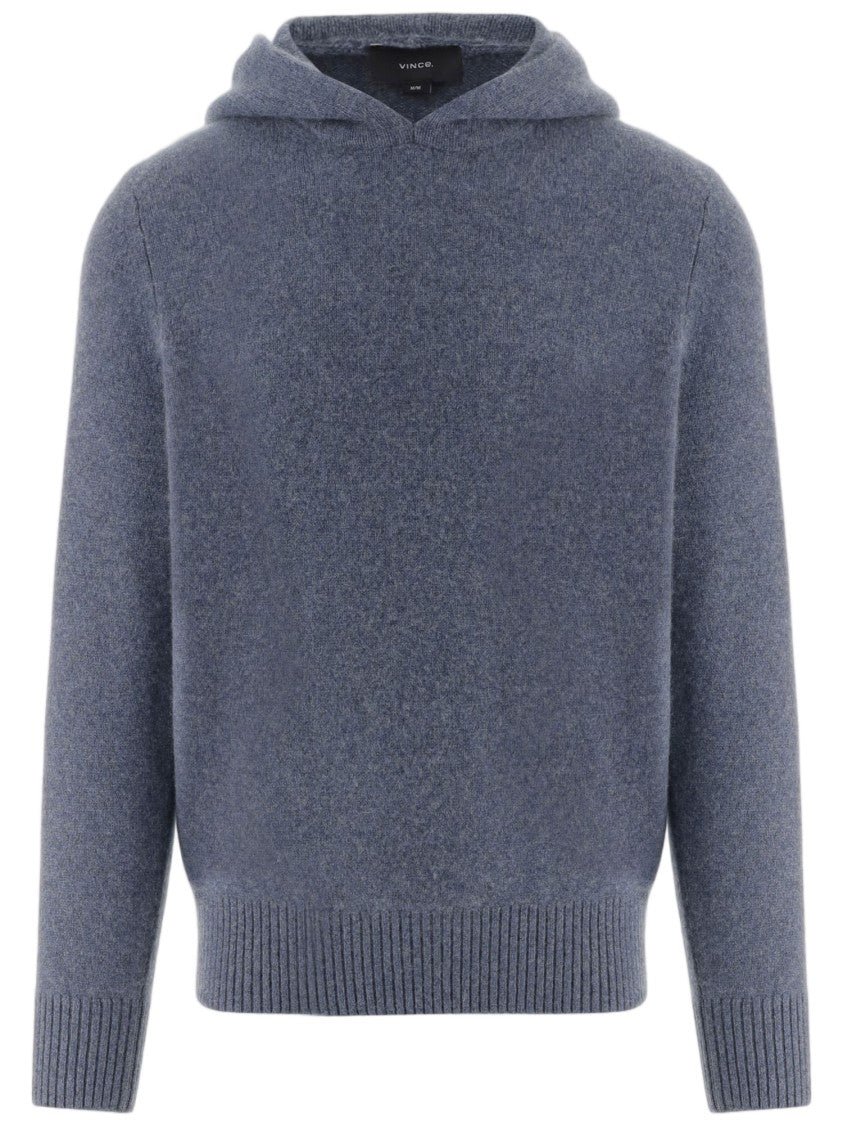 Vince Blue-Gray Hooded Cashmere Sweater